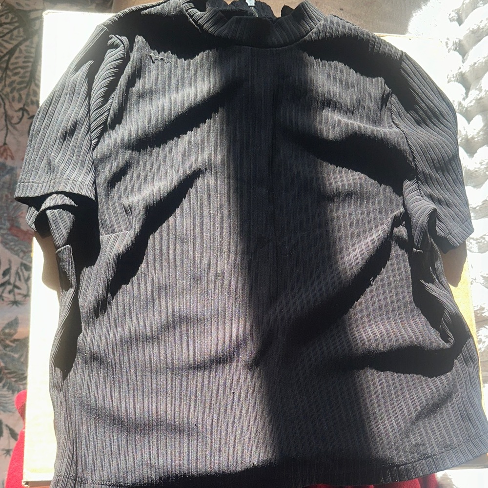 Vintage Black Ribbed Mock Neck Sweater